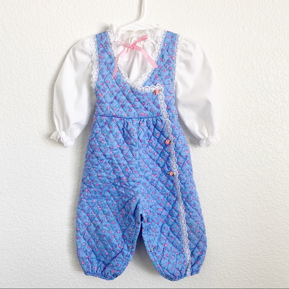 Vintage Quilted Floral Romper set, 12M